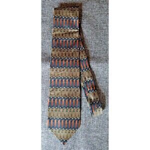 Tie 70s 80s 90s Y2K Boca Classics Silk Black Brown Gold 4 Wide 60 Long